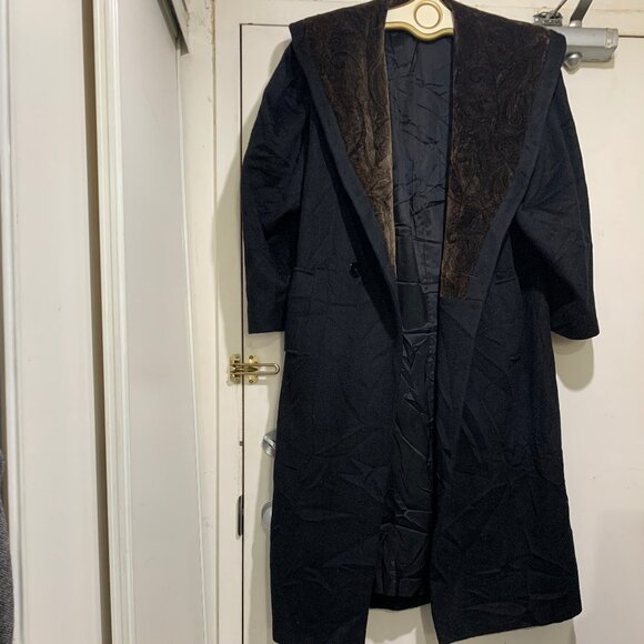 VINTAGE JONATHAN MICHAEL BIG COLLAR DOUBLE BREAST WOOL TRENCH COATS SIZE L - Picture 6 of 16